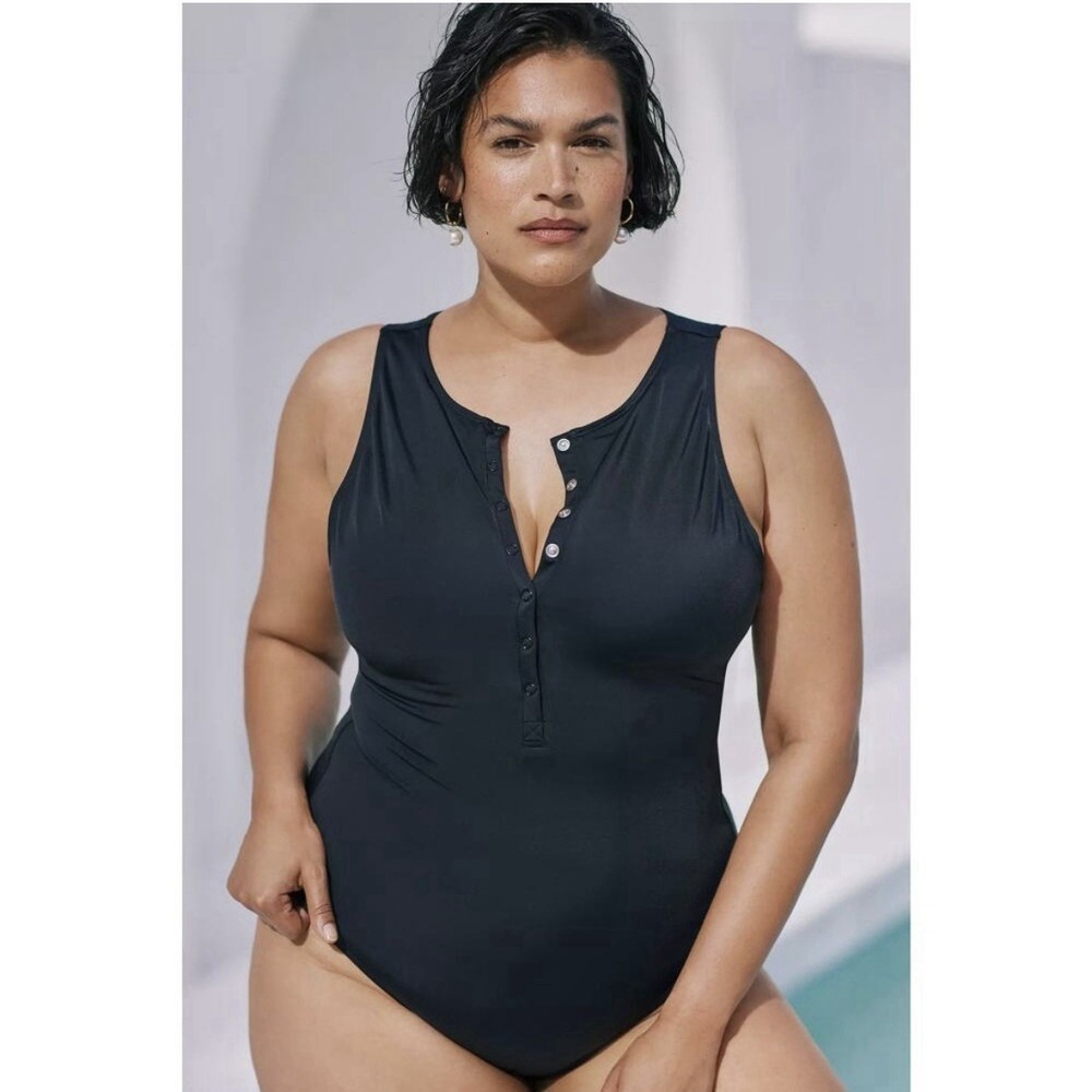 Andie The Malibu One Piece Swimsuit In Ribbed Black XL